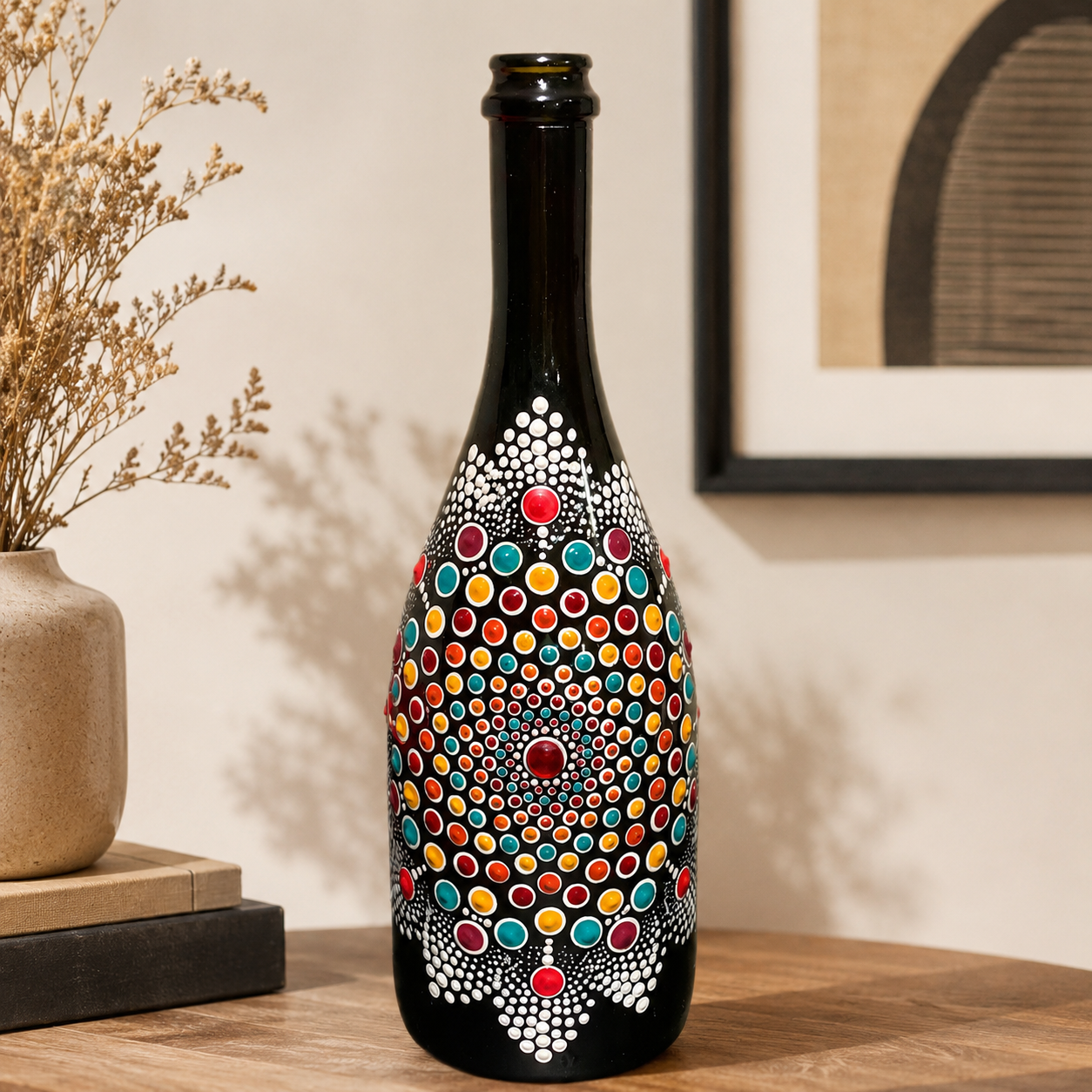 Boho Mandala Painted bottel