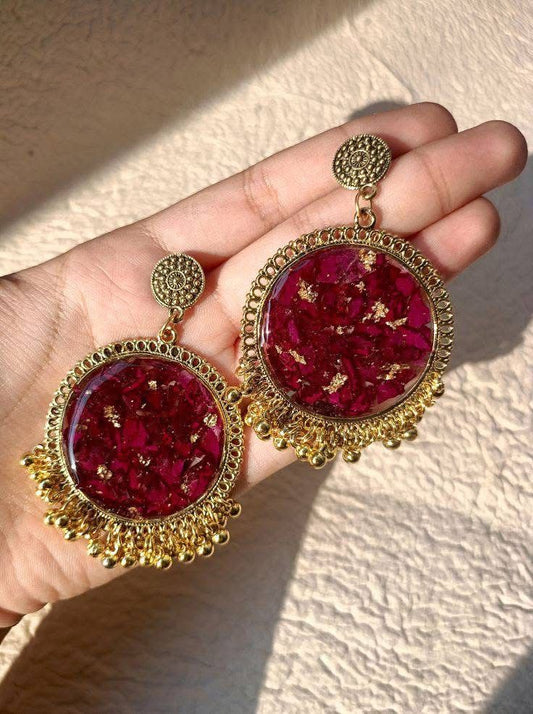 Rose Goldleaf Handmade Earrings